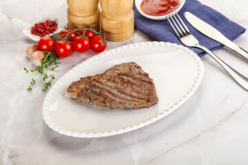 Grilled marble beef steak with sauce
