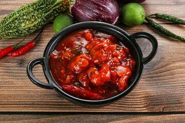 Asian cuisine - prawn in hot garlic sauce