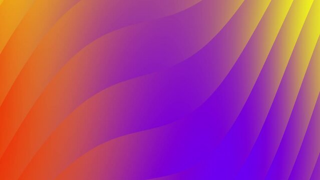 Convex animated lines: Broad diagonal gradient of orange, purple, and yellow hues. Shimmering rainbow lines with varying thickness. Digital, simple, clear concept. Ideal 4K, 60fps background for text
