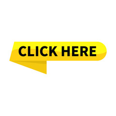 Click Here In Yellow Ribbon Rectangle Rounded Shape For Sale Promotion Business Marketing Social Media Information
