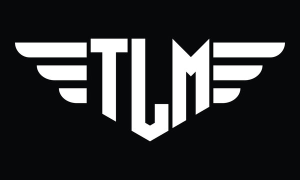 TLM three letter logo, creative wings shape logo design vector template. letter mark, word mark, monogram symbol on black & white.	
