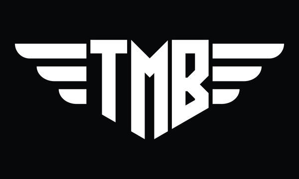 TMB three letter logo, creative wings shape logo design vector template. letter mark, word mark, monogram symbol on black & white.	