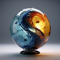 Ying  yang made of glass, generative ai