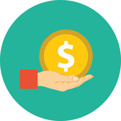 hand with dollar sign. seo icon png, digital marketing icon png, marketing icon vector. commerce, buying, selling, retailing, purchasing, exchange, vend and merchandise icon design. - obrazy, fototapety, plakaty