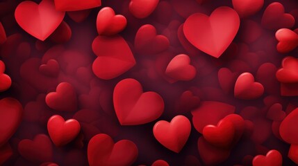 Abstract background valentine's day greeting with abstract red hearts. generate AI image