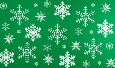 White big and small snow snowflake colored Christmas background.