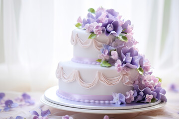 Fototapeta na wymiar Wedding floral cake, wedding ceremony 