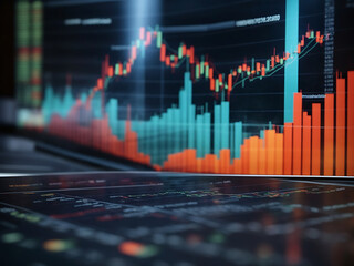 financial chart digital transformation technology background. Business growth currency stock and investment economy.