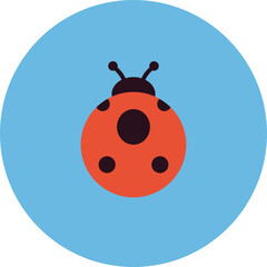 ladybug on a blue background. seo icon png, digital marketing icon png, marketing icon vector. commerce, buying, selling, retailing, purchasing, exchange, vend and merchandise icon design.