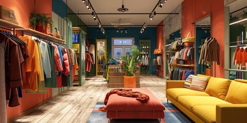 pop up store design colorfull interior