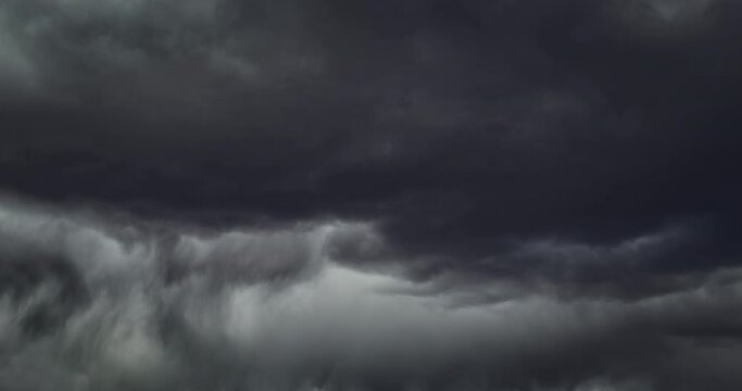 Timelapse of dramatic sky with dark cumulus clouds