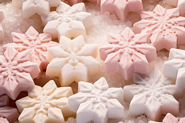 Snowflake shaped bars of soap 