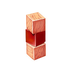 wooden cube toy watercolor