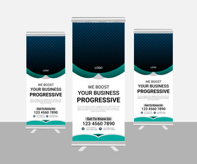 creative business roll-up banner design template vector illustration.
