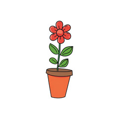 Naklejka na ściany i meble Flower in pot isolated on transparent background, Generative AI