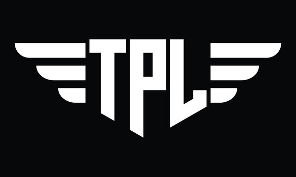 TPL three letter logo, creative wings shape logo design vector template. letter mark, word mark, monogram symbol on black & white.	