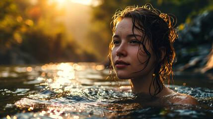 woman in hot spring