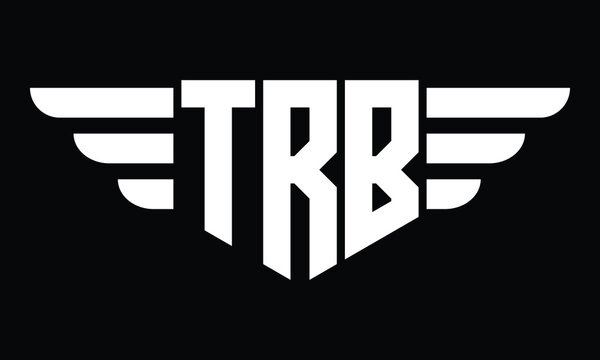 TRB three letter logo, creative wings shape logo design vector template. letter mark, word mark, monogram symbol on black & white.	