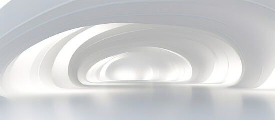 Fototapeta premium 3D geometric abstract wave futuristic light white background. 3d tunnel background. Halway background. alleyway background.