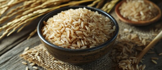 A serving of unpolished, freshly cooked brown rice.
