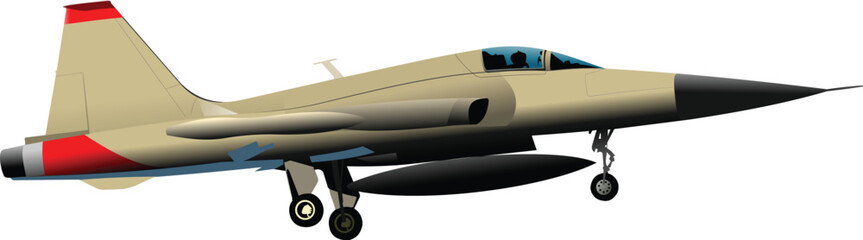 Combat aircraft. Colored vector illustration for designers - obrazy, fototapety, plakaty