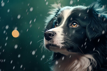 border collie dog in the snow