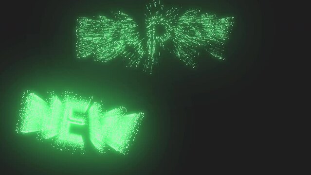 Happy New Year animation, suitable for celebrations, wishes, events, messages, holidays, and festivals. Animated in Terquise color on the black background alpha channel