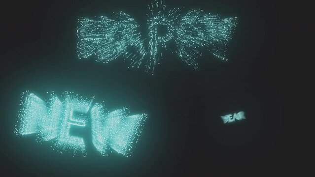 New year 2024 beautiful background for celebration. Blue Animated text that says Happy New Year 2024. 3D Illustration. 3D Illustration
