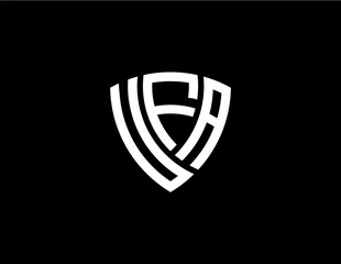 UFA creative letter shield logo design vector icon illustration