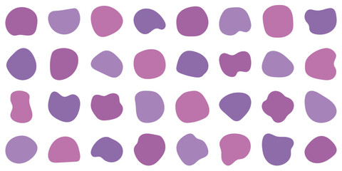 液体　シェイプ　紫　抽象的な形　ベクター　セット　素材