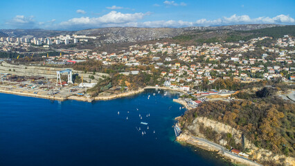 Fototapeta premium Kostrena aerial view, beach, Rijeka, Croatia