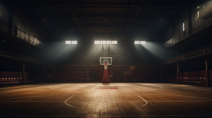 Cinematic still, a college basketball court, day - obrazy, fototapety, plakaty