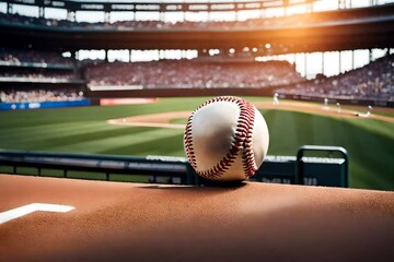 Baseball game blurred background on modern stadium - obrazy, fototapety, plakaty