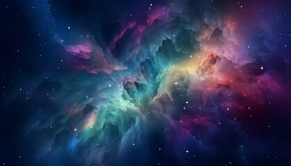 Fototapeta premium Kosmischer bunter Nebel (KI-/AI-generiert)