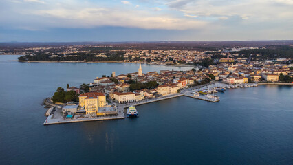 Poreč old town aerial panoramic view, Istria, Croatia - obrazy, fototapety, plakaty