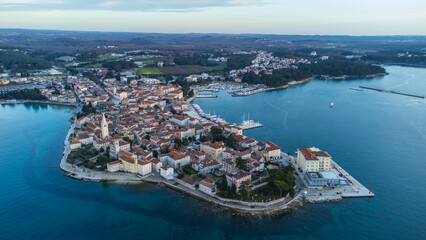 Fototapeta na wymiar Poreč old town aerial panoramic view, Istria, Croatia