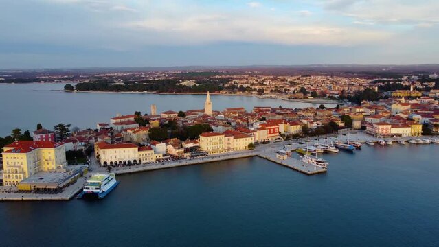 Poreč old town aerial panoramic view, Istria, Croatia