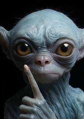 Youthful Alien Serenity: Innocent Amber Eyes & Gentle Hush - Portrait of Wonder & Secrecy in Sci-Fi - Alien Wonder - Mysterious ET.