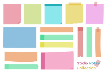 Sticky frame set vector design, sticky note, simple memo, post-it, decorative line, handle tape collection.
