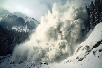 An avalanche comes crashing down
