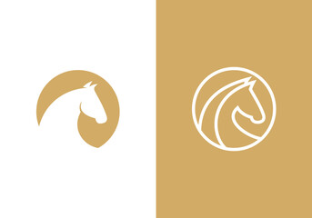 horse head logo design. linear style luxury icon template	
