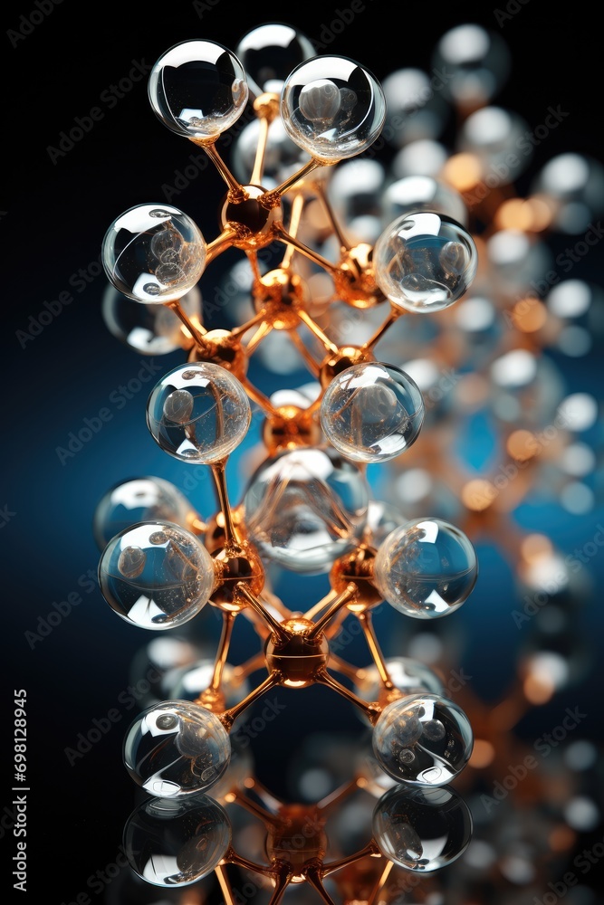 Poster glass geometric symmetric molecular bonding structure. generative ai.