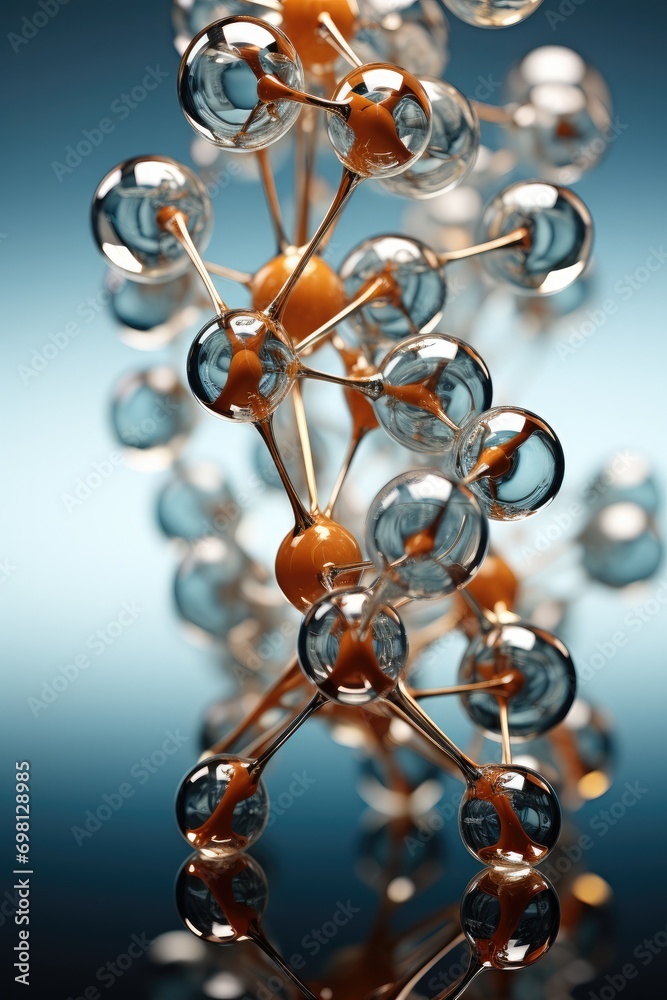 Aufkleber Glass geometric symmetric molecular bonding structure. Generative AI.