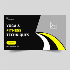 Trendy fitness video tutorial tips and tricks thumbnail banner design, yoga and meditation cover banner design, vector eps 10 file format