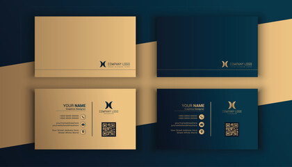 Gradient golden luxury horizontal business card template