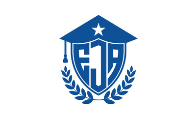 EJA three letter iconic academic logo design vector template. monogram, abstract, school, college, university, graduation cap symbol logo, shield, model, institute, educational, coaching canter, tech