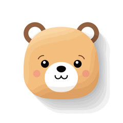 Cute bear icon, vector illustration. Flat design style with long shadow.