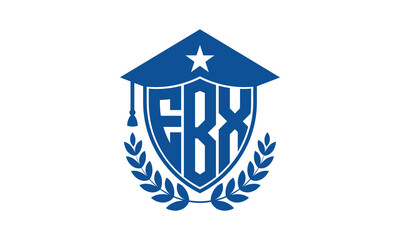 EBX three letter iconic academic logo design vector template. monogram, abstract, school, college, university, graduation cap symbol logo, shield, model, institute, educational, coaching canter, tech