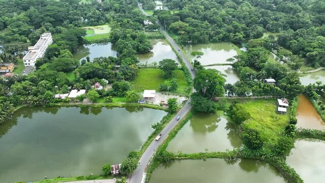 Wetland Aerial Video of Bangladesh's Villages