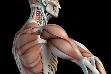 Tricep Mucsle Anatomy For Medical Concept 3D Illustration. Generative AI - obrazy, fototapety, plakaty